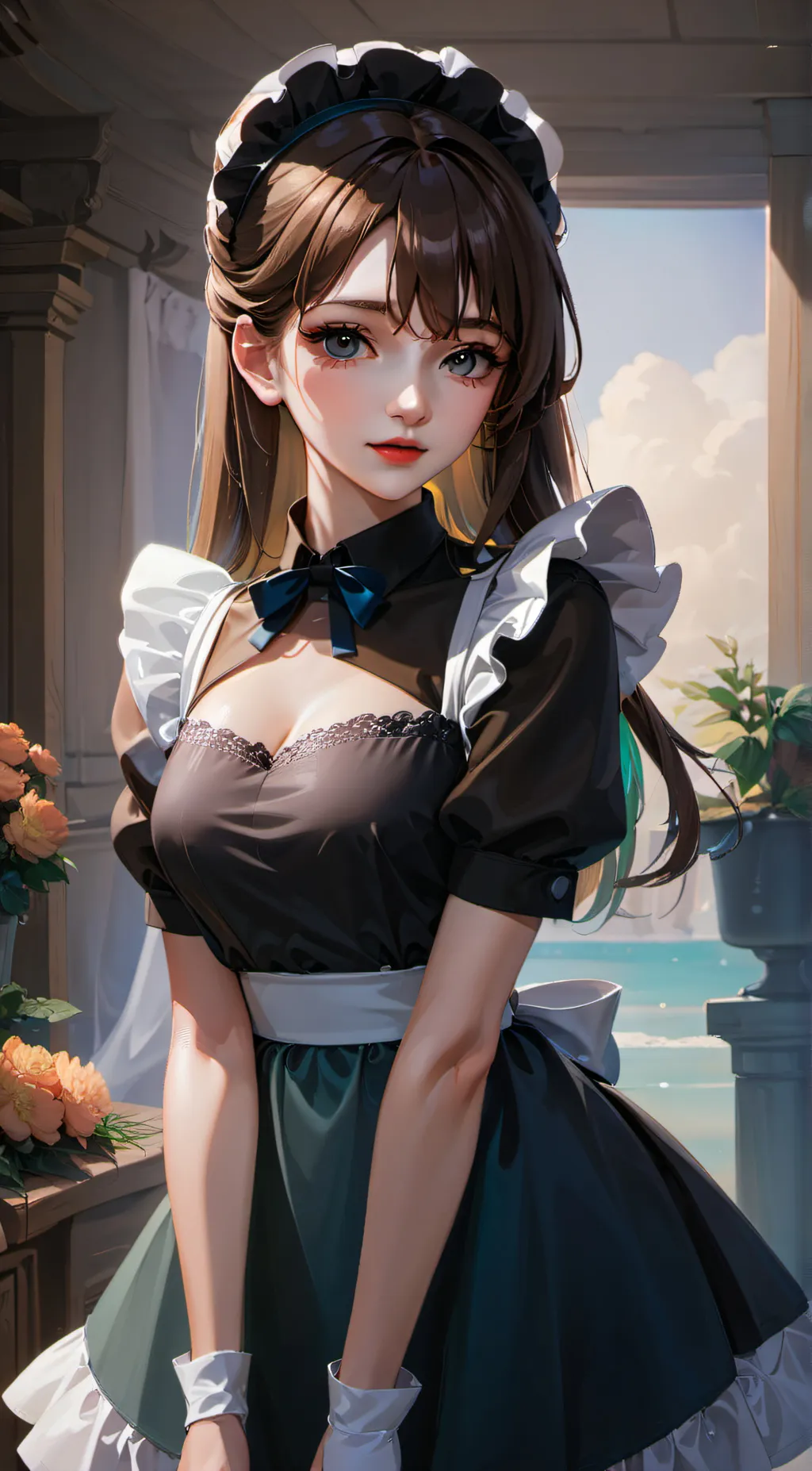 ai character: Sexy maid background