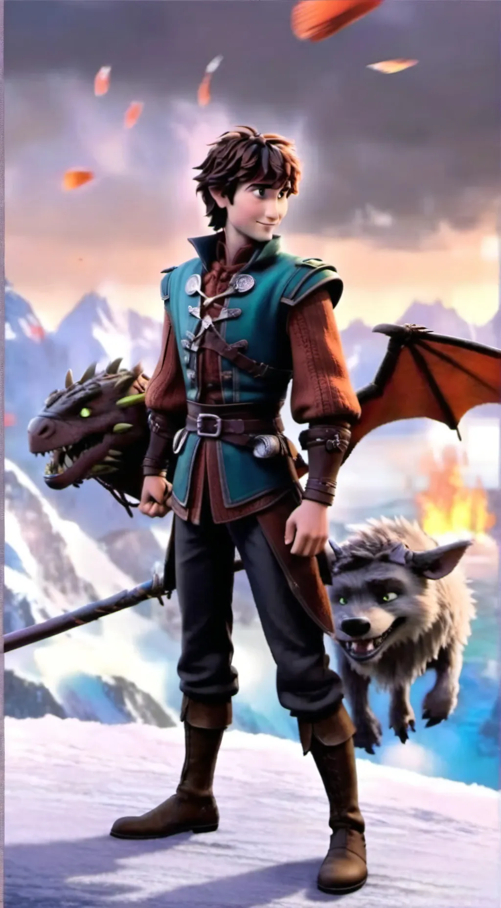 ai character: Hiccup haddock  background