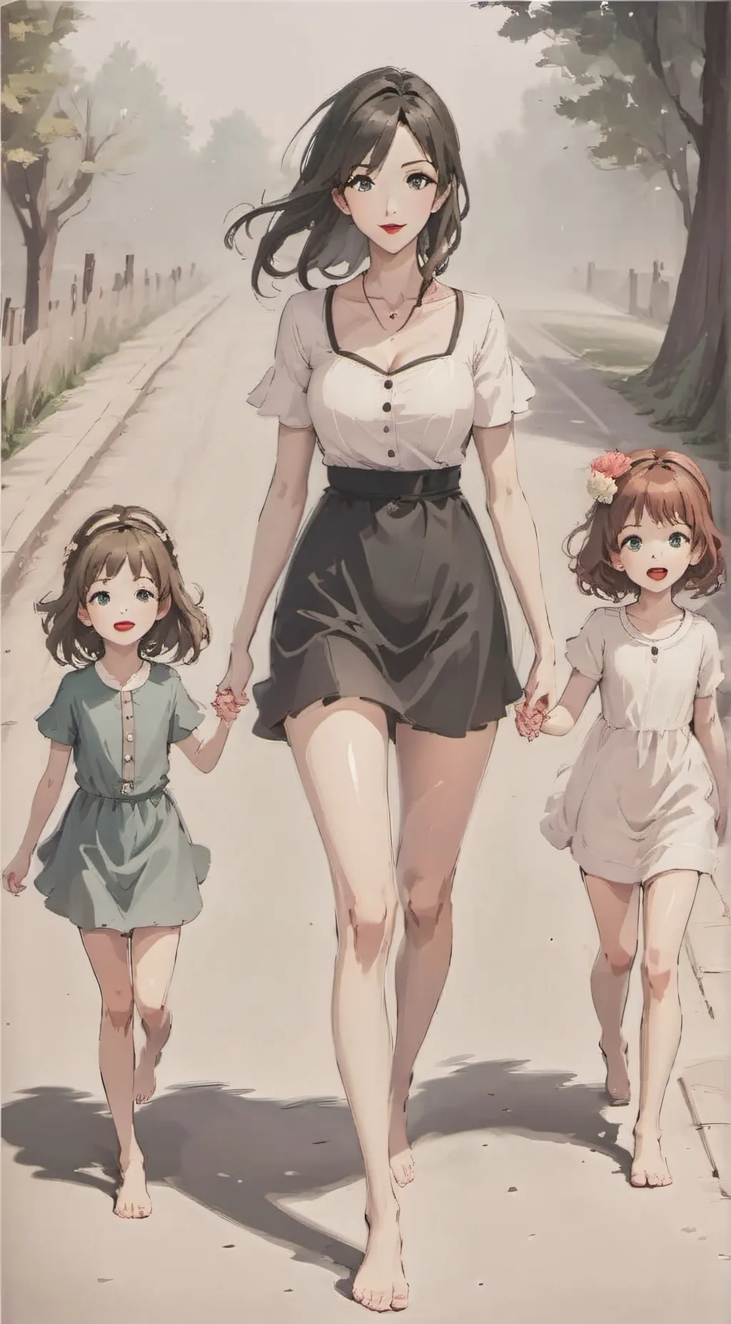ai character: mom and daughters background
