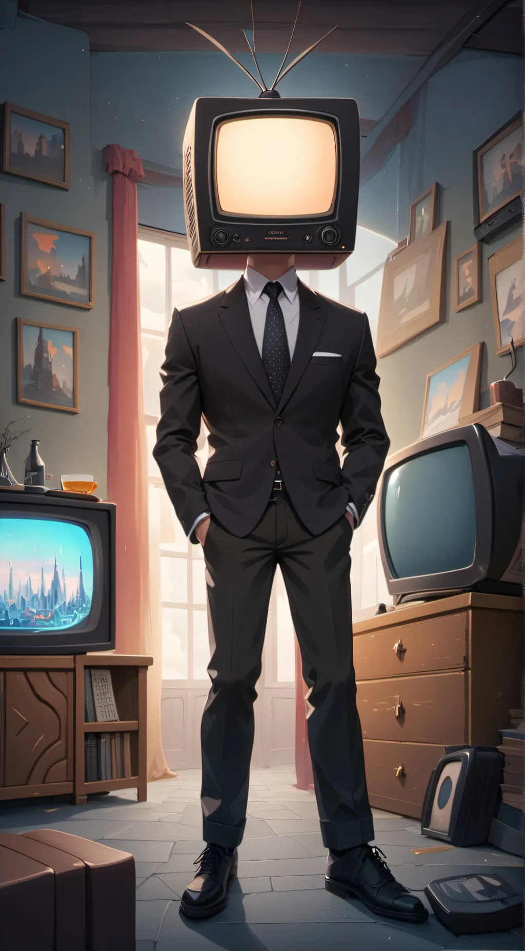 ai character: TV HEAD background