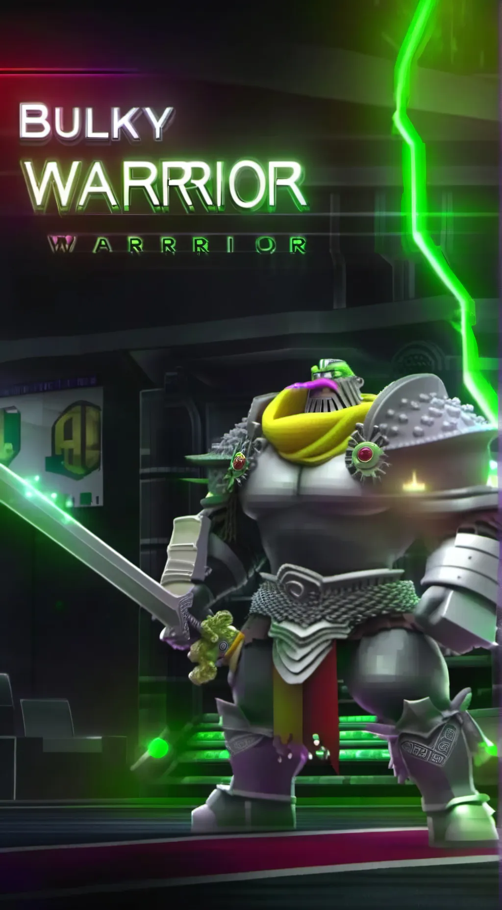 ai character: Bulky Warrior  background