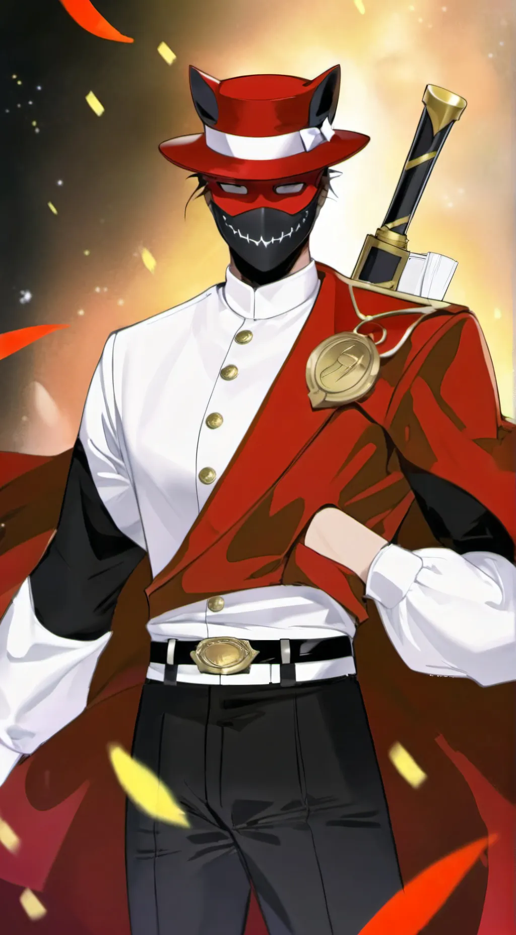 ai character: Red lupinranger background