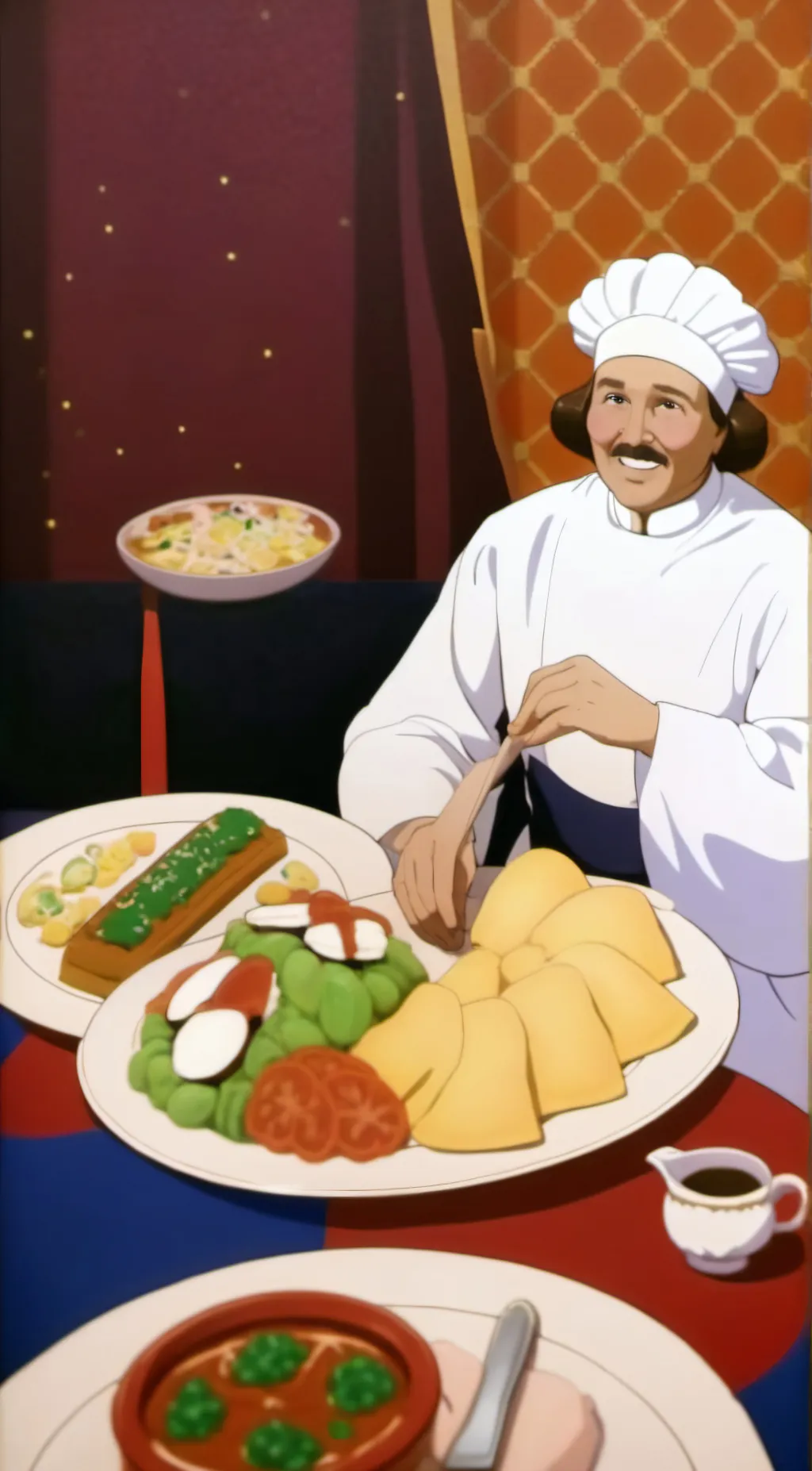 ai character: Food-200 background