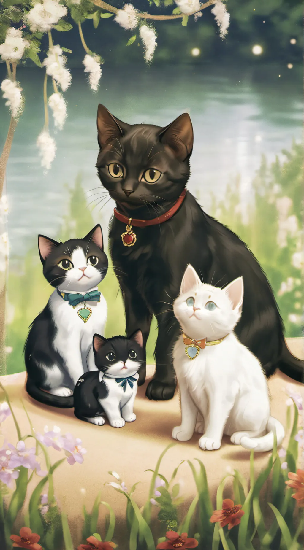 ai character: cat faimly background