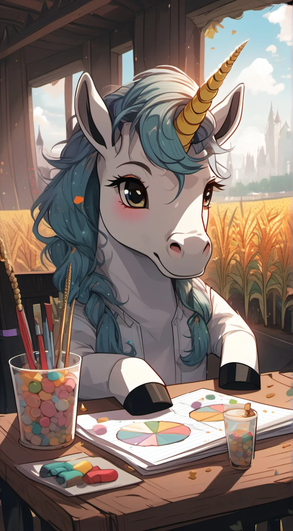 ai character: crafty corn  background