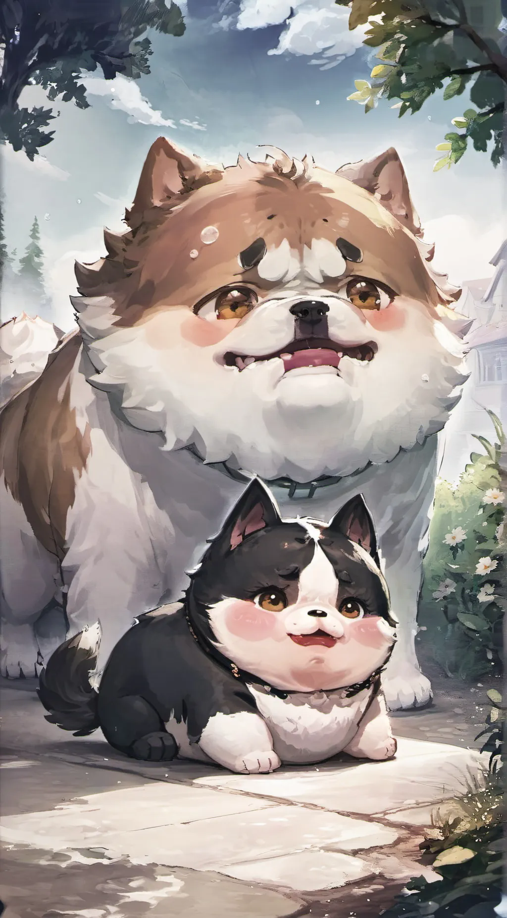 ai character: fat cat fat dog background