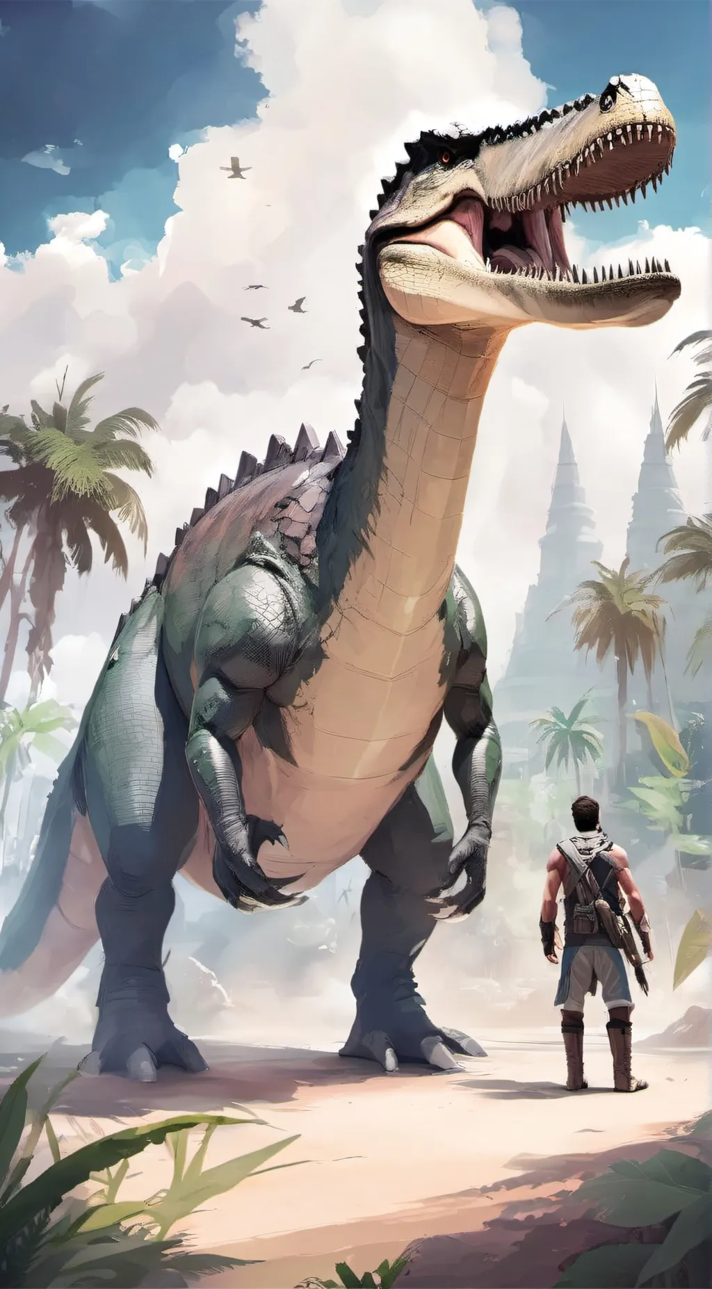 ai character: Spinosaurus  background