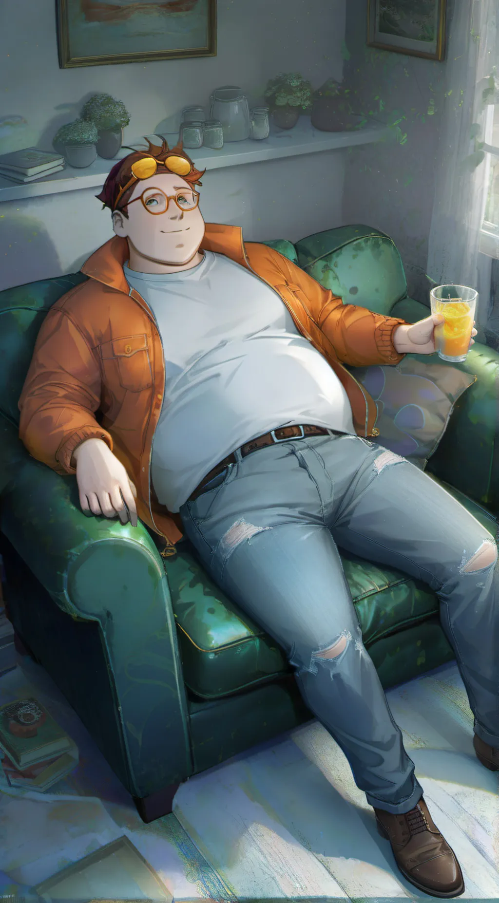 ai character: Human Orange background