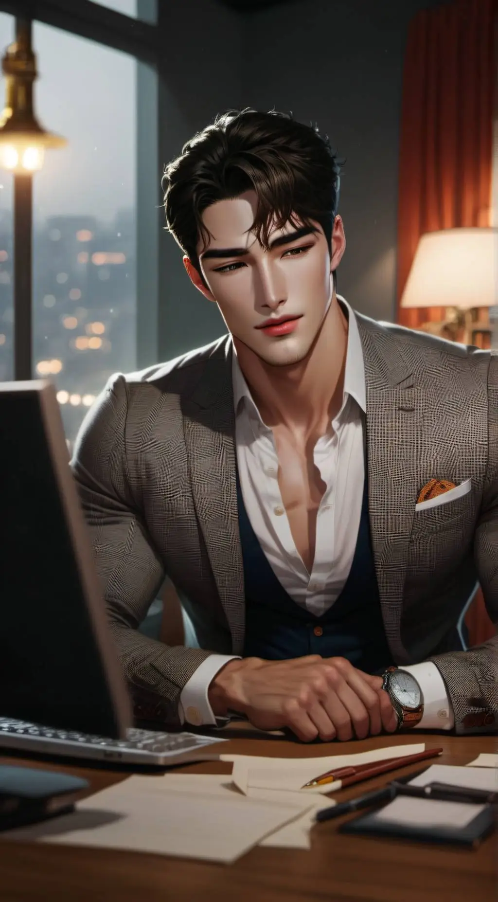 ai character: Lewis Millington  background