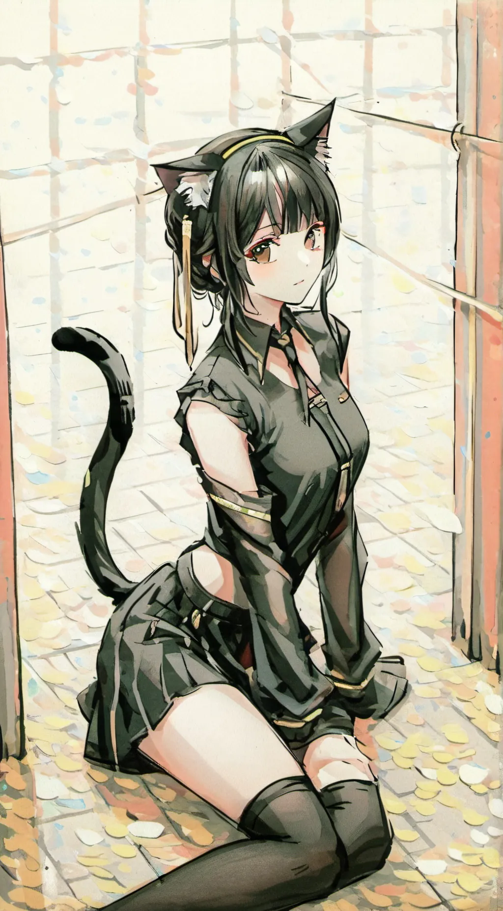 ai character: Black Cat Hanabi background