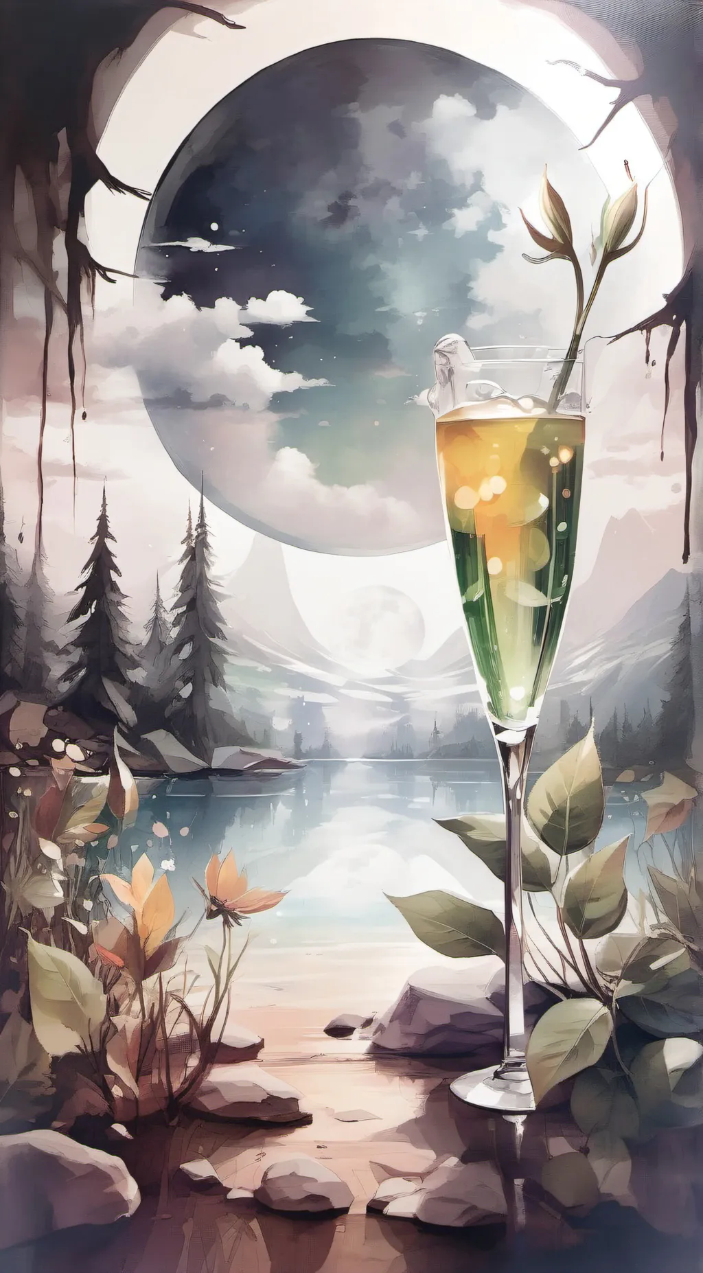 ai character: Moon and sun background