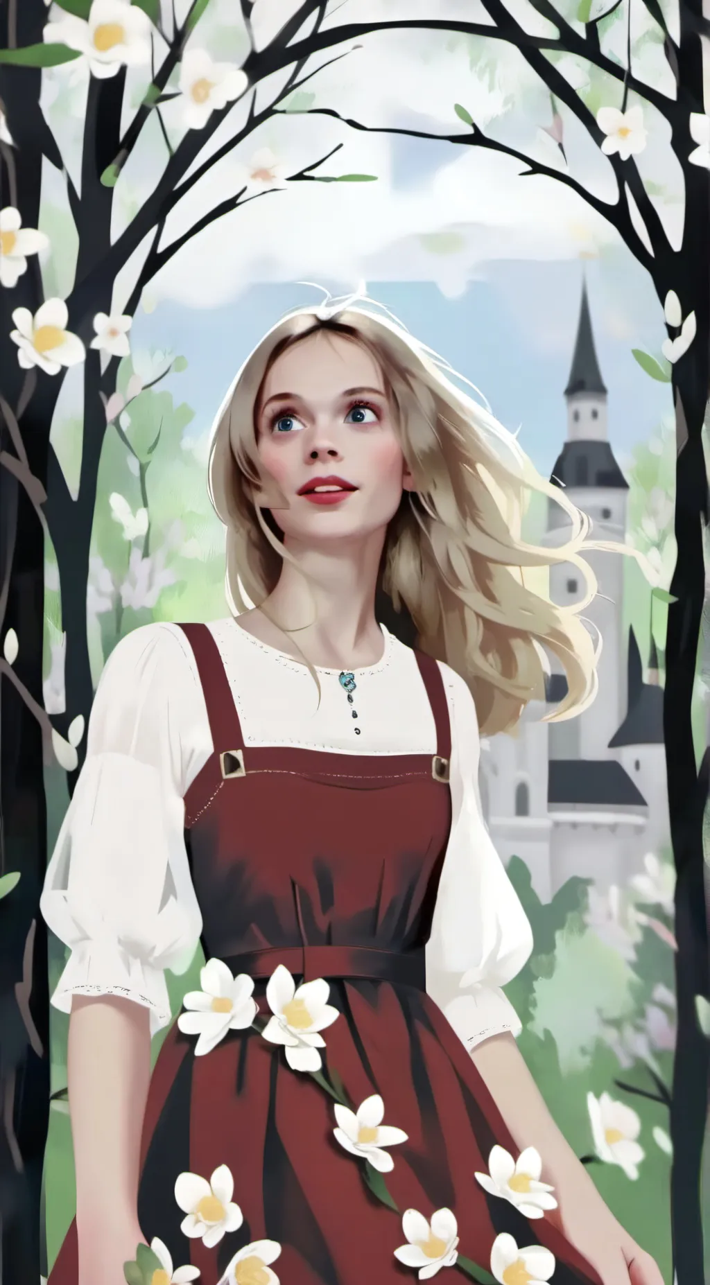 ai character: Emila Williams  background