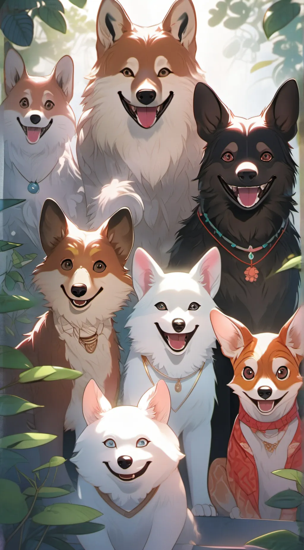 ai character: smling critters background