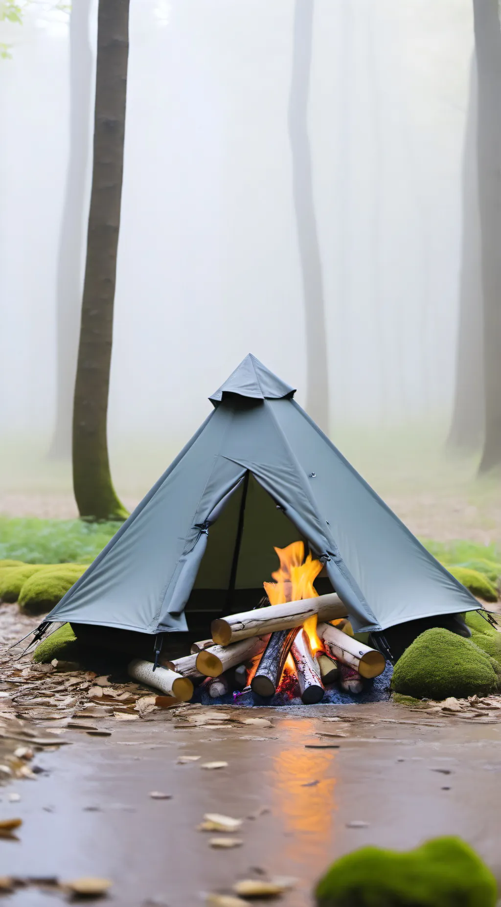 ai character: Campfire background