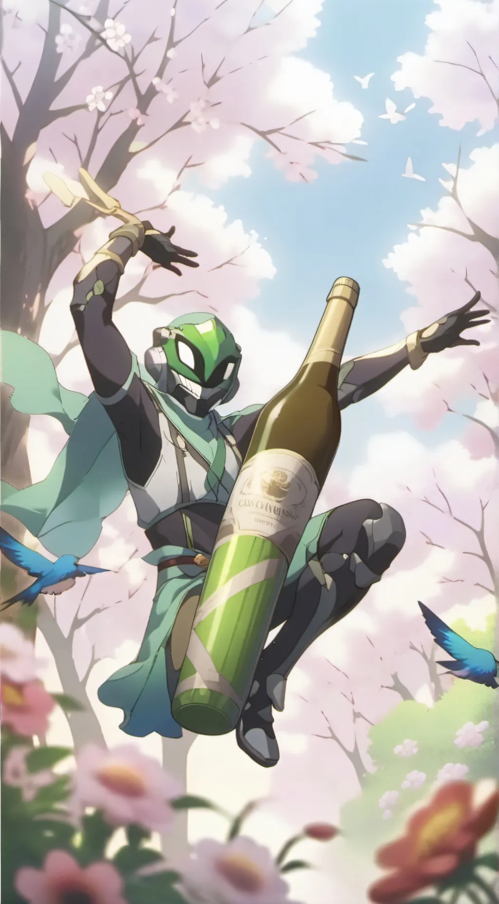 ai character: Green Huggy Wuggy background