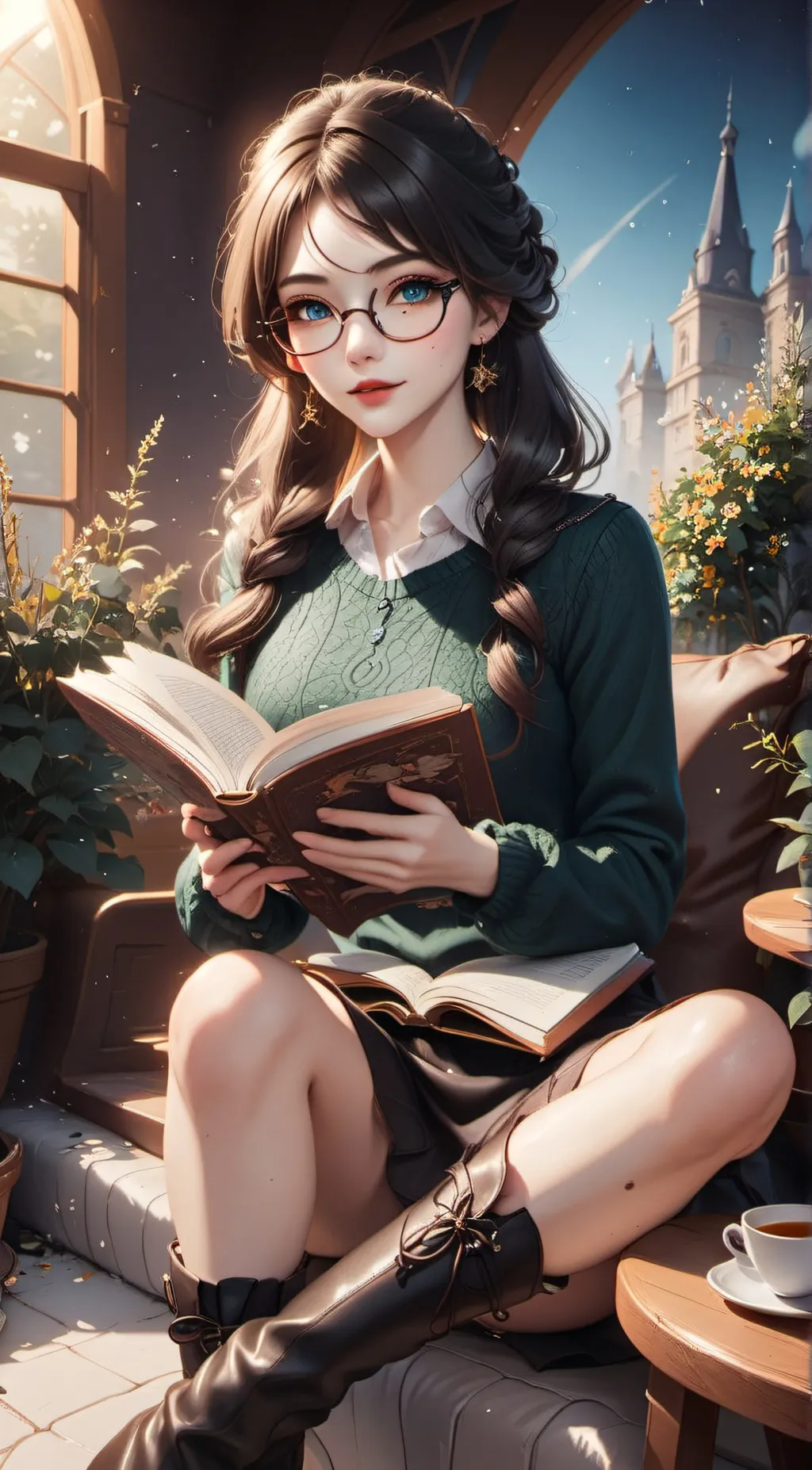 ai character: Agatha orchid background