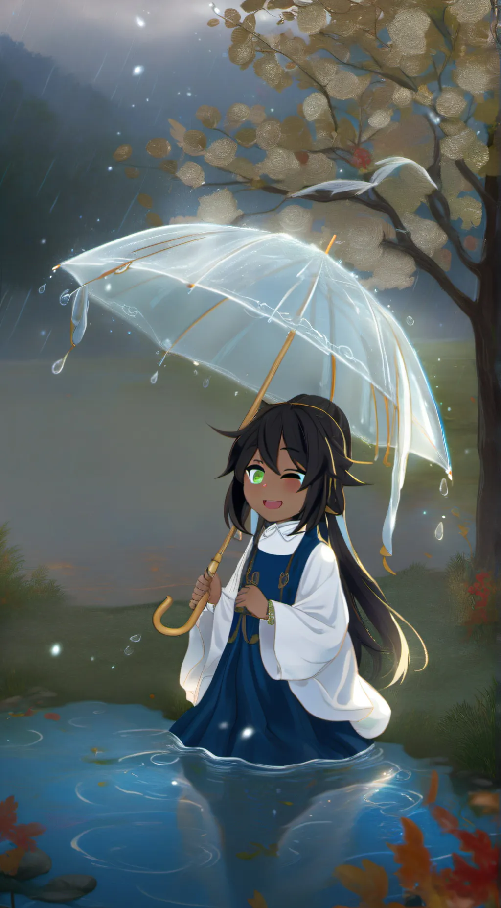ai character: Rainy day  background