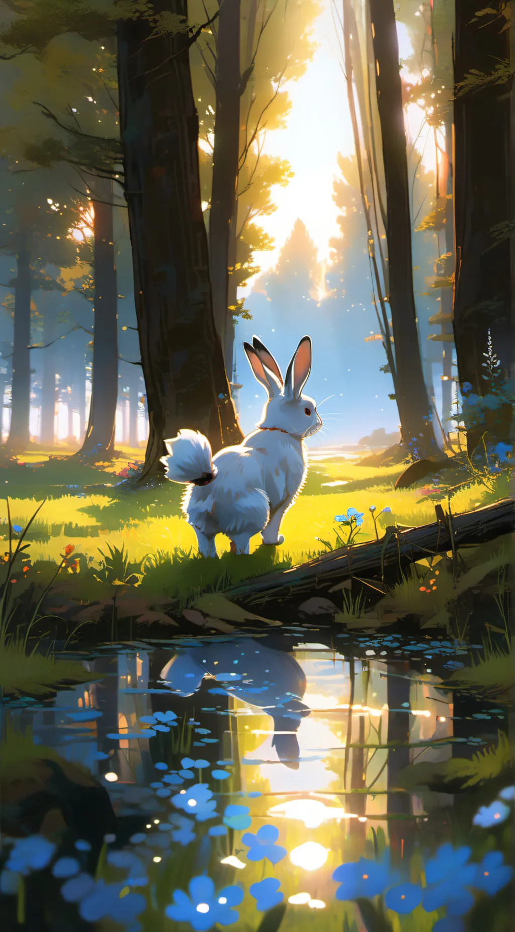 ai character: bunny in a meadow background