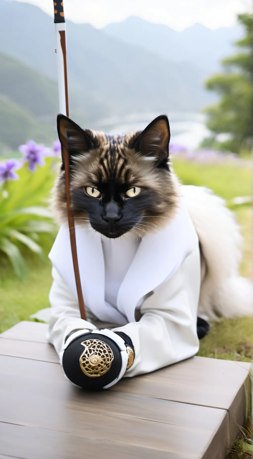 ai character: Cat face background