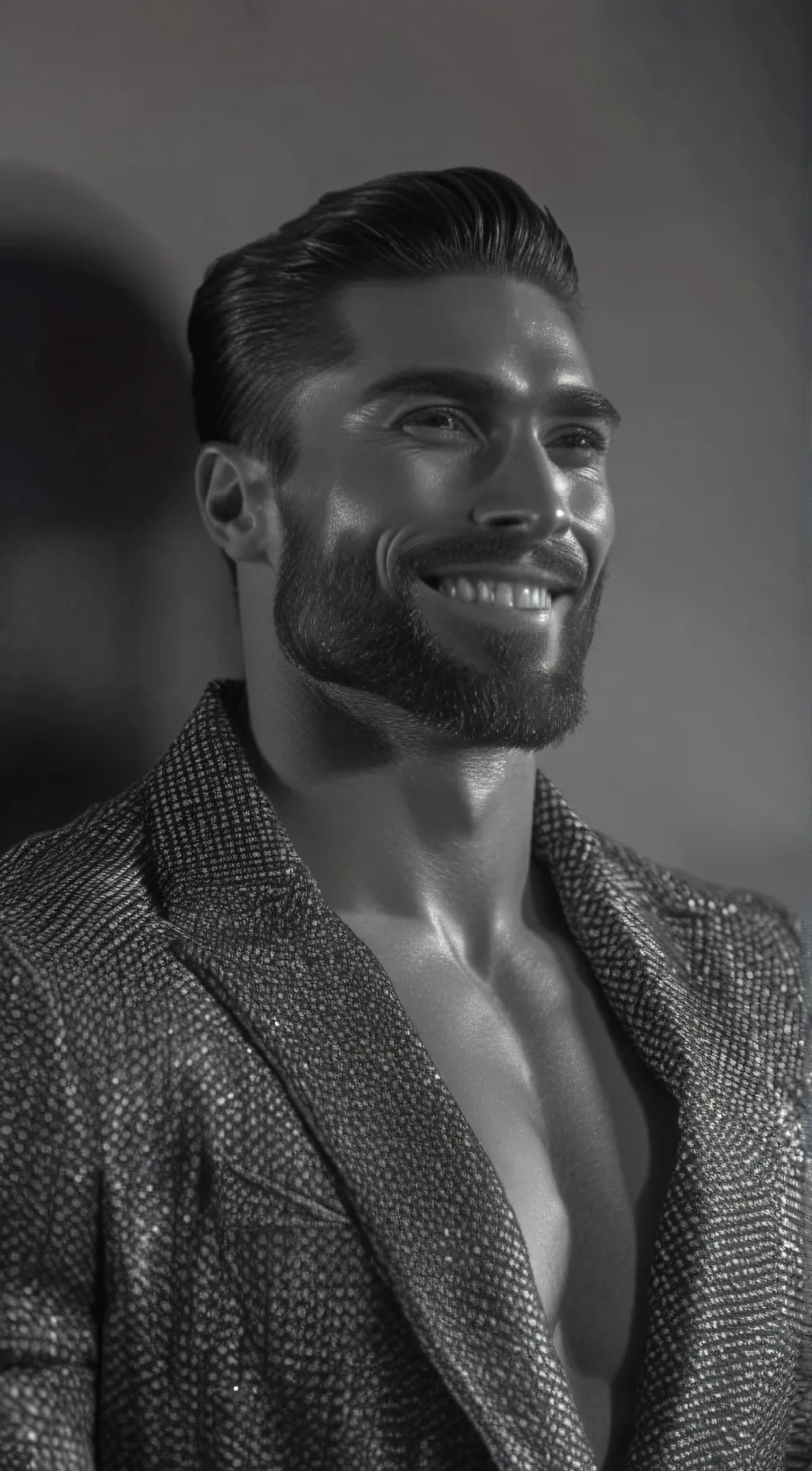 ai character: giga Chad  background