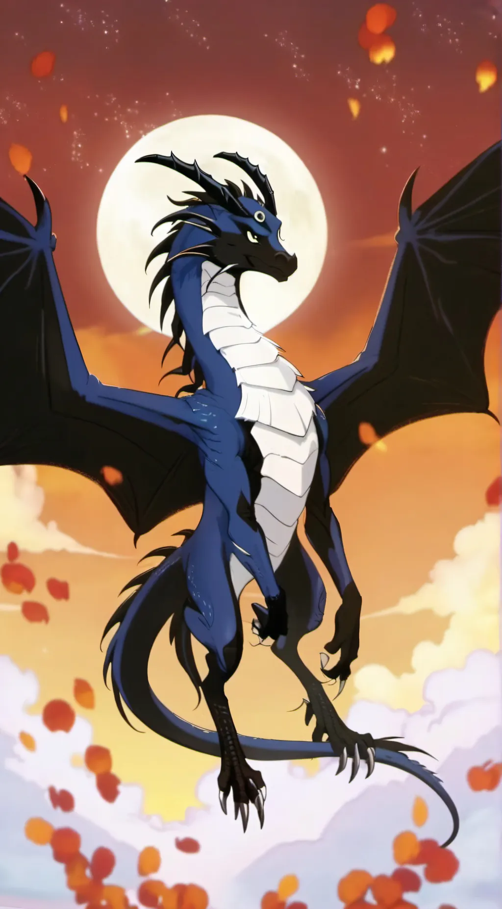 ai character: Moon,wings of fire background