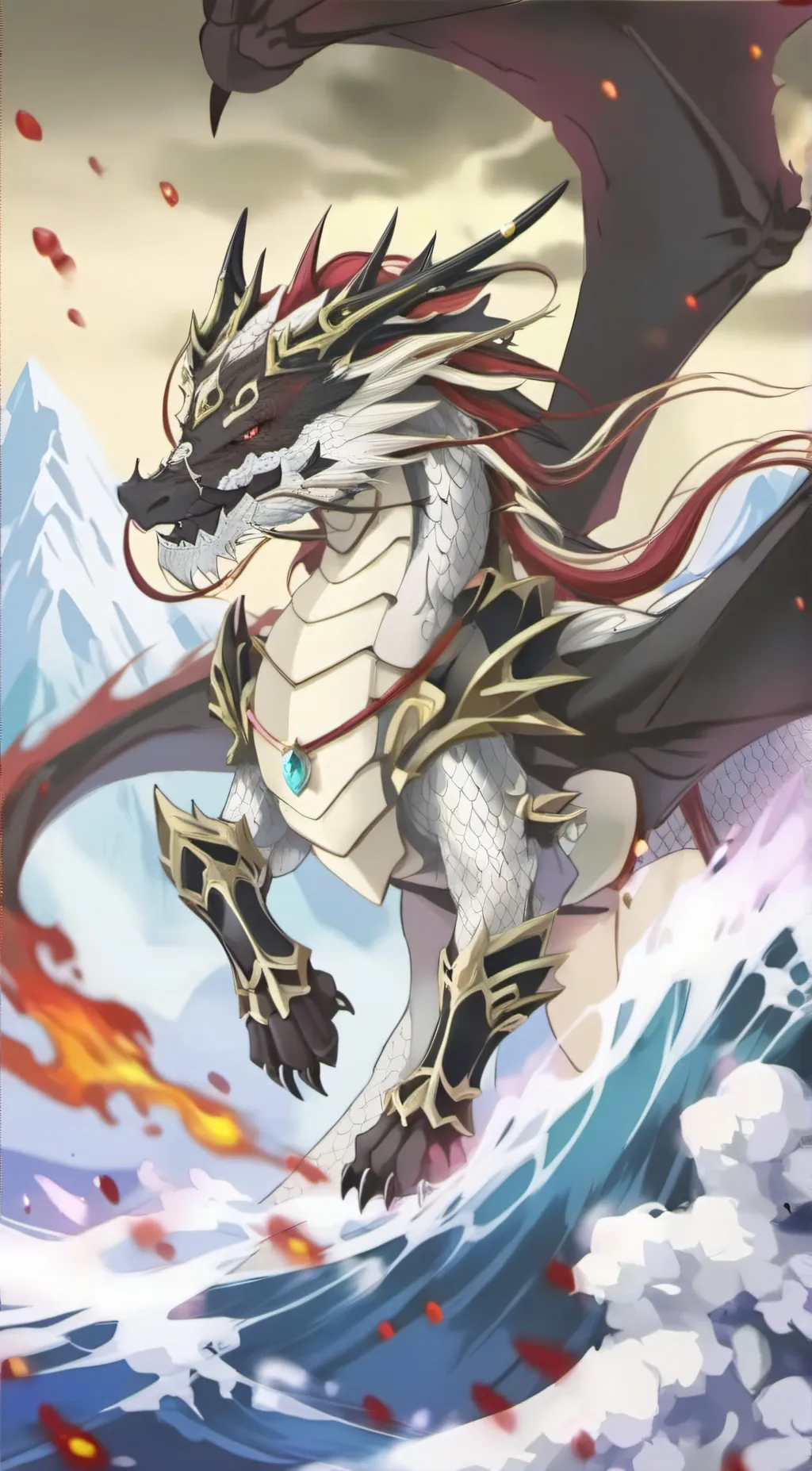 ai character: ☄︎flames and ice❆ background