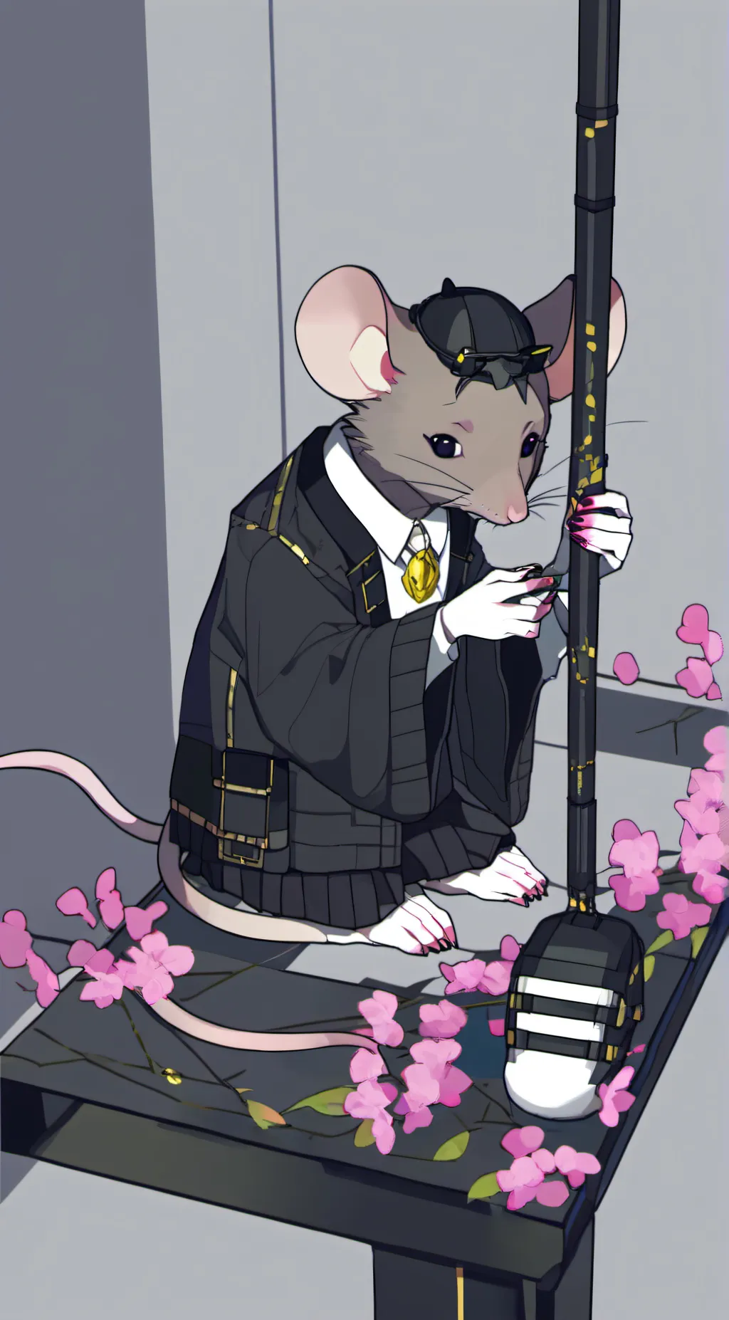 ai character: Materialgirl rat background