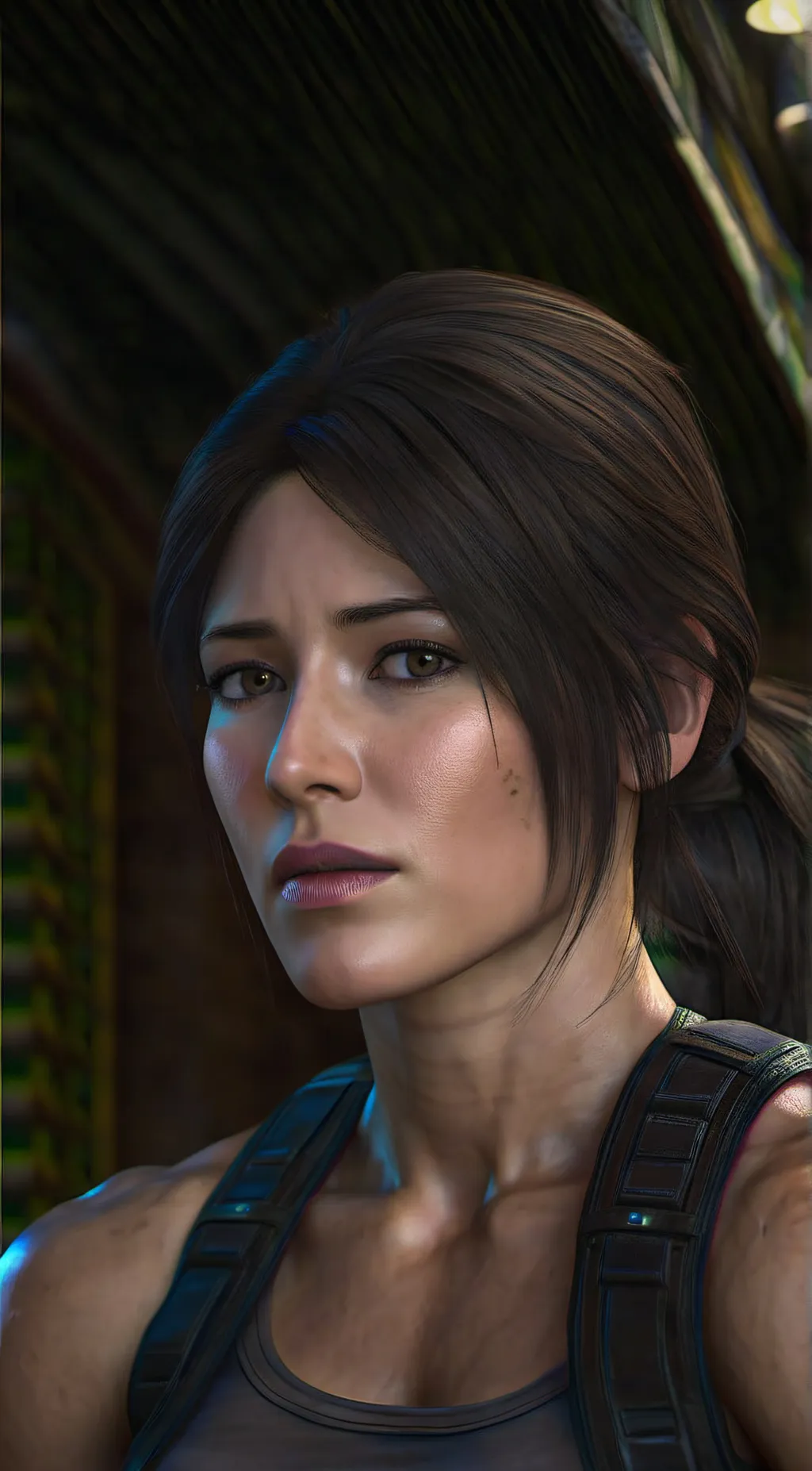 ai character: Lara croft  background