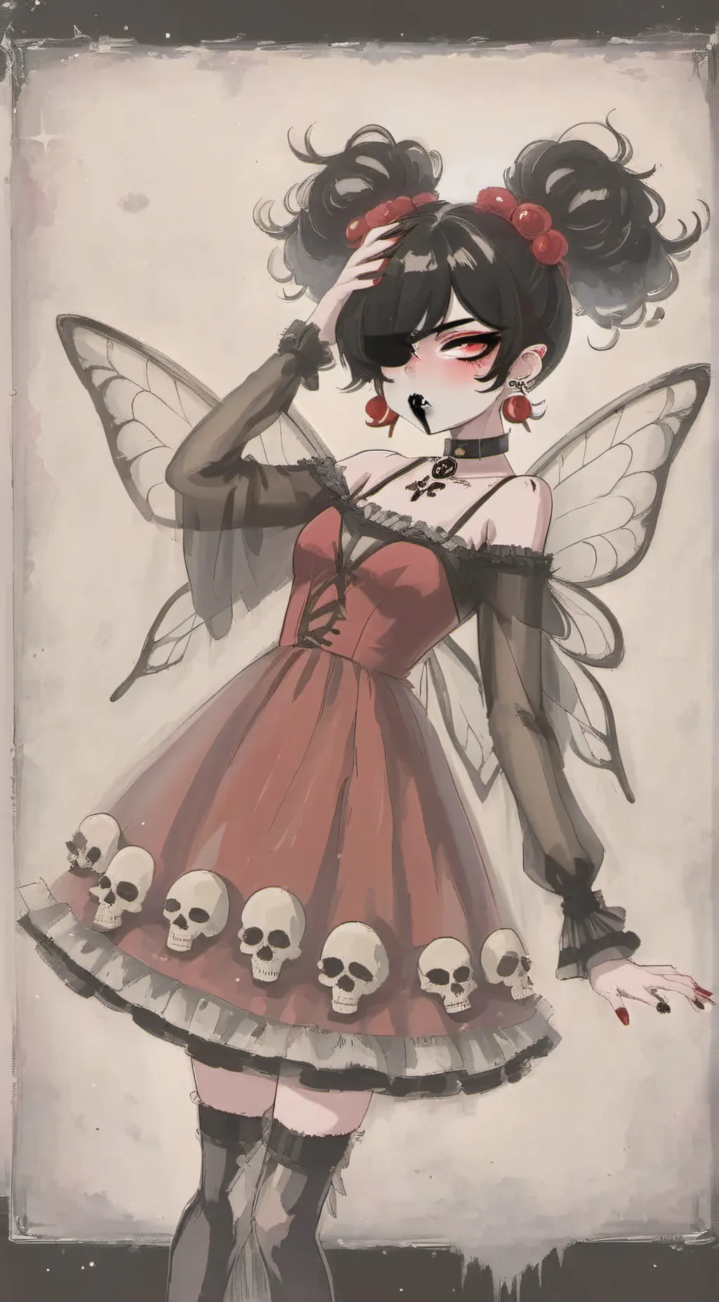 ai character: {[goth fairy]} background