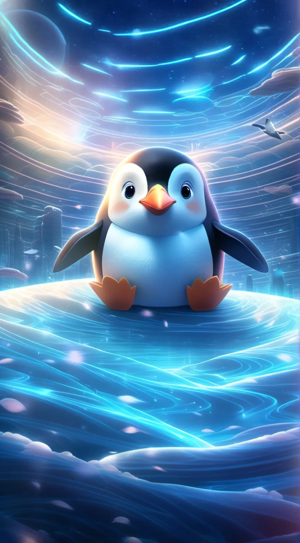 ai character: Alien penguin army background