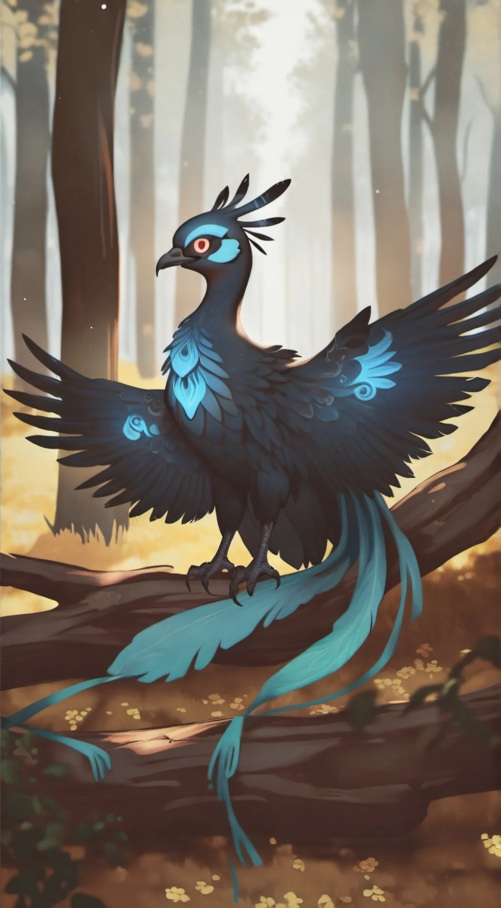 ai character: Scared blue pheonx background