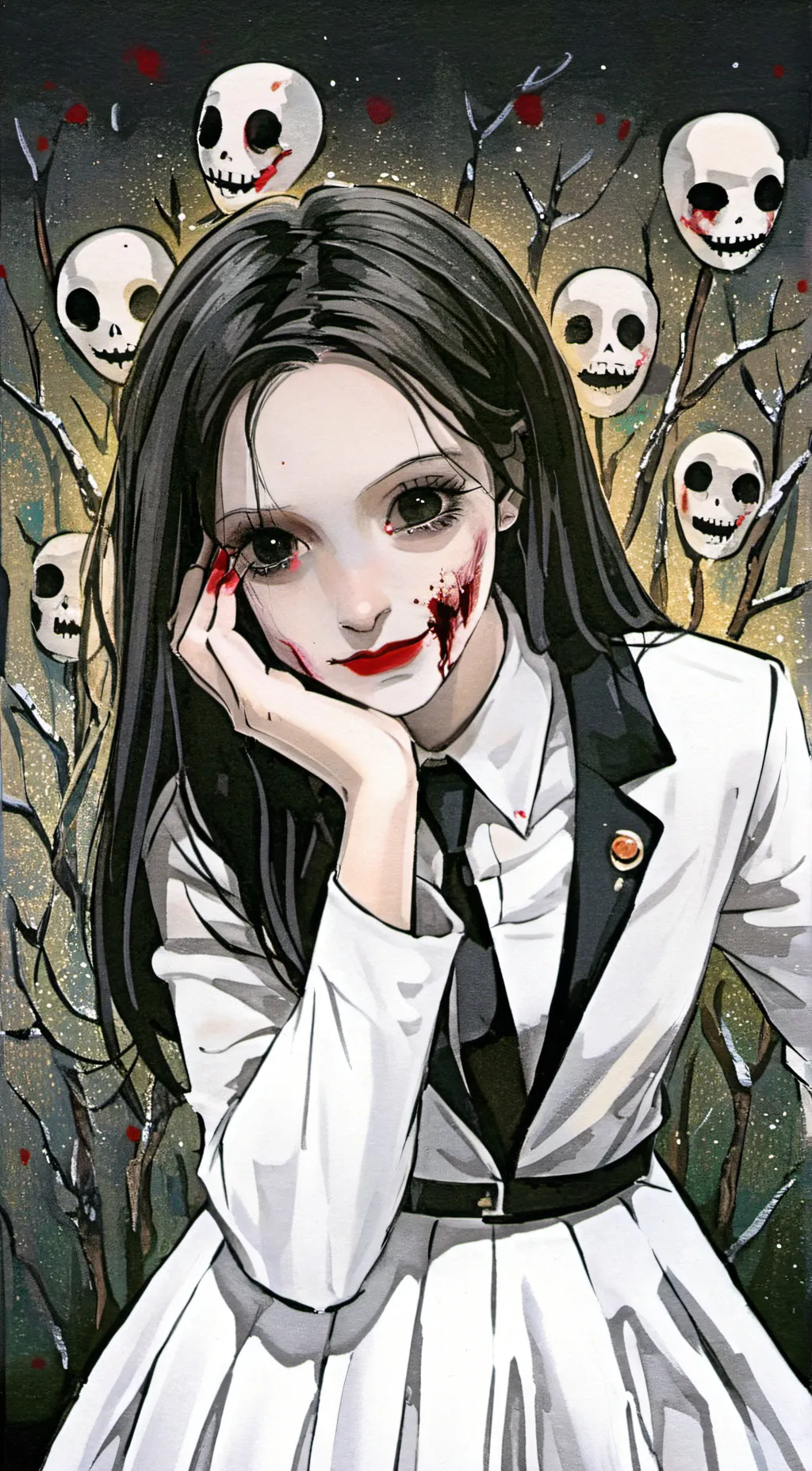 ai character: Creepy girl background