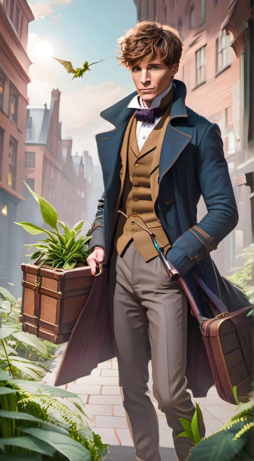 ai character: Newt Scamander  background