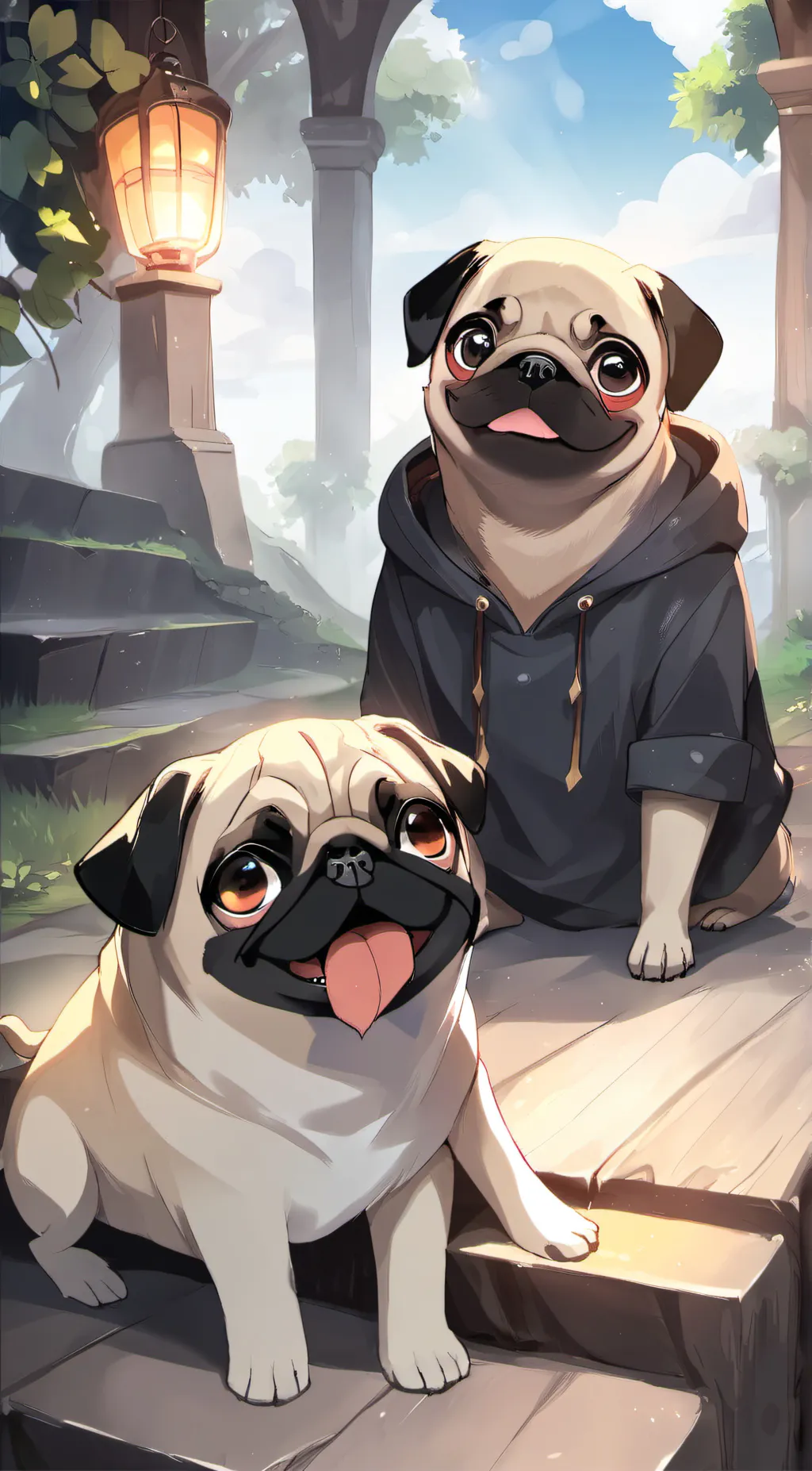 ai character: cute little pug background