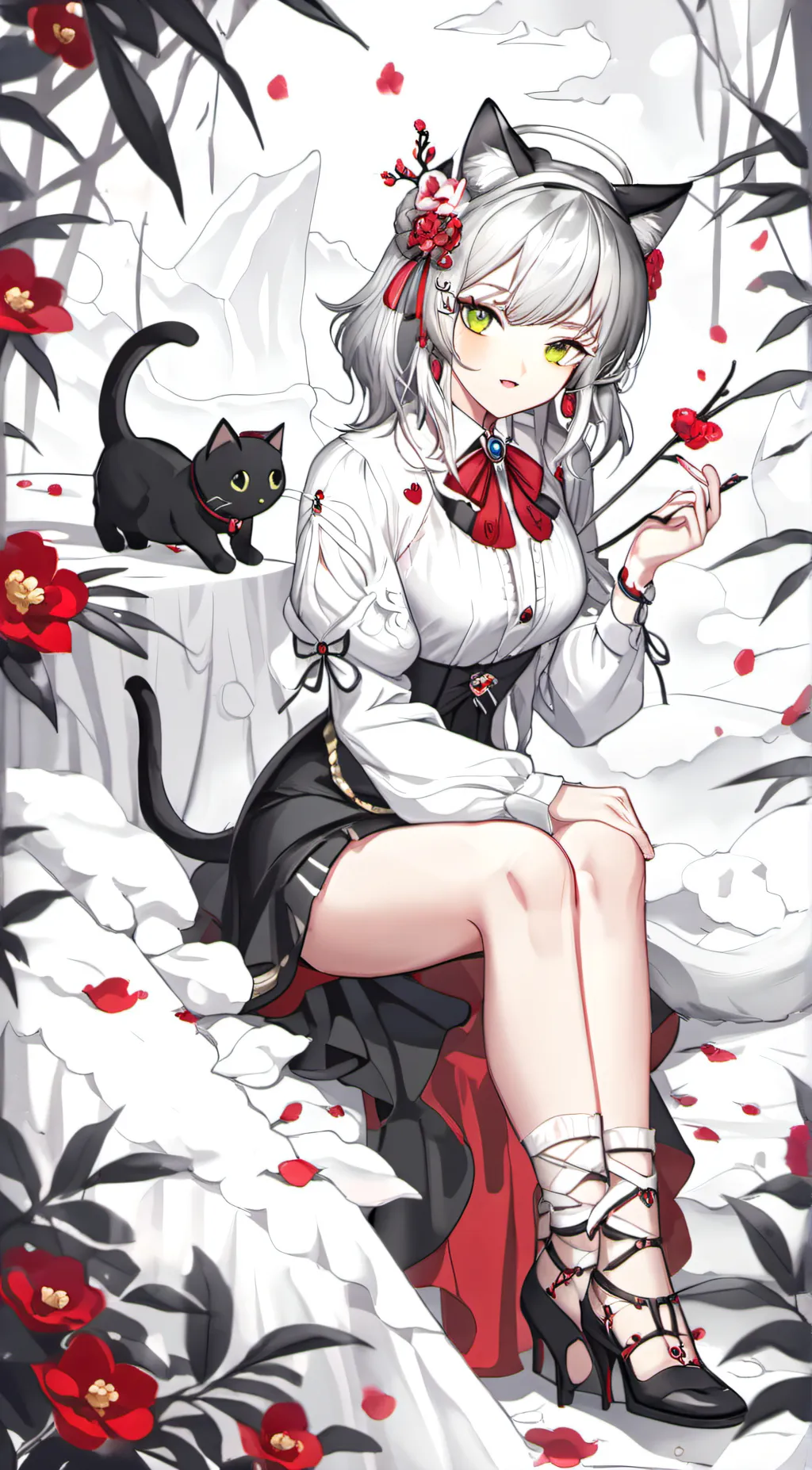 ai character: Cat girl  background