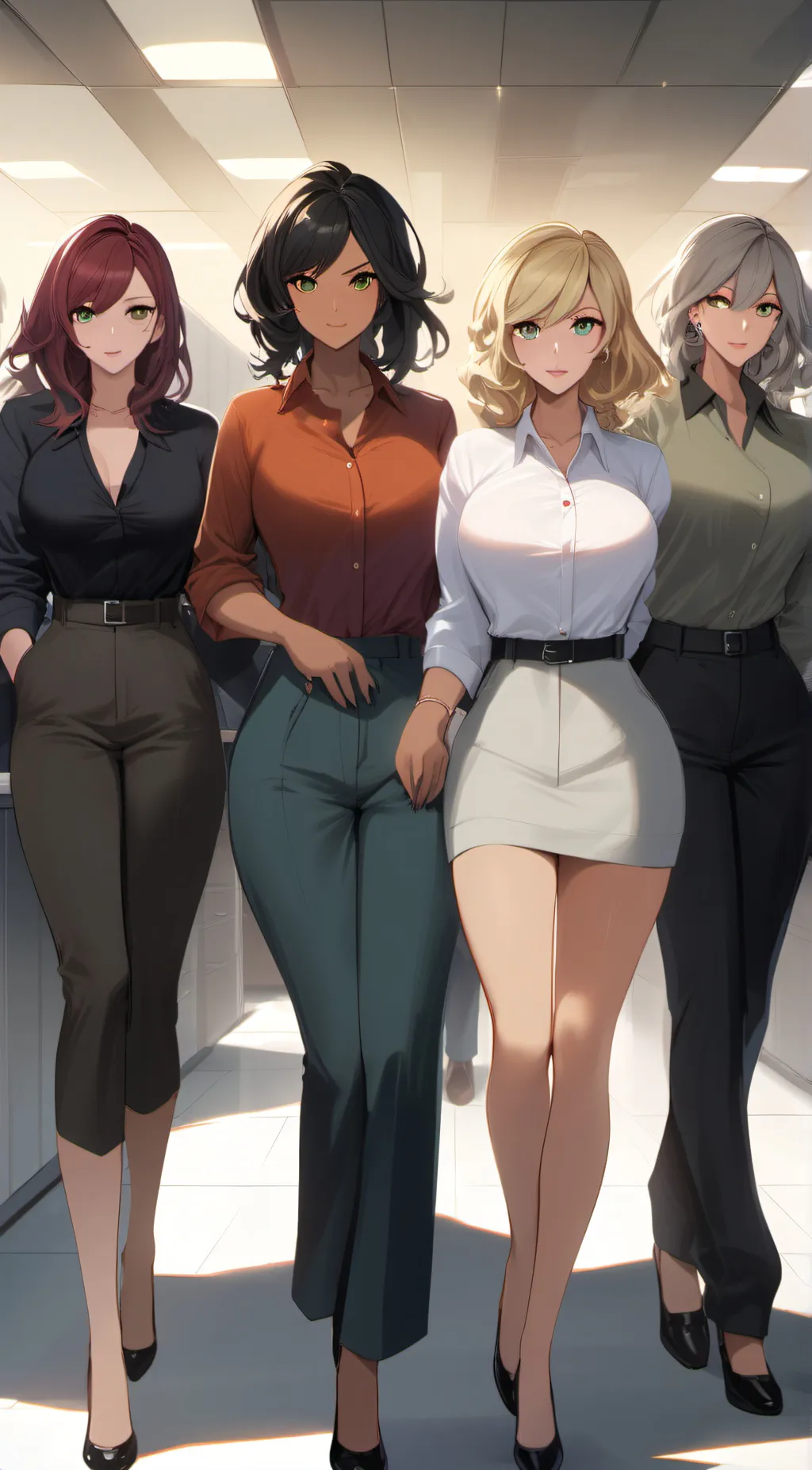 ai character: Office girls. background