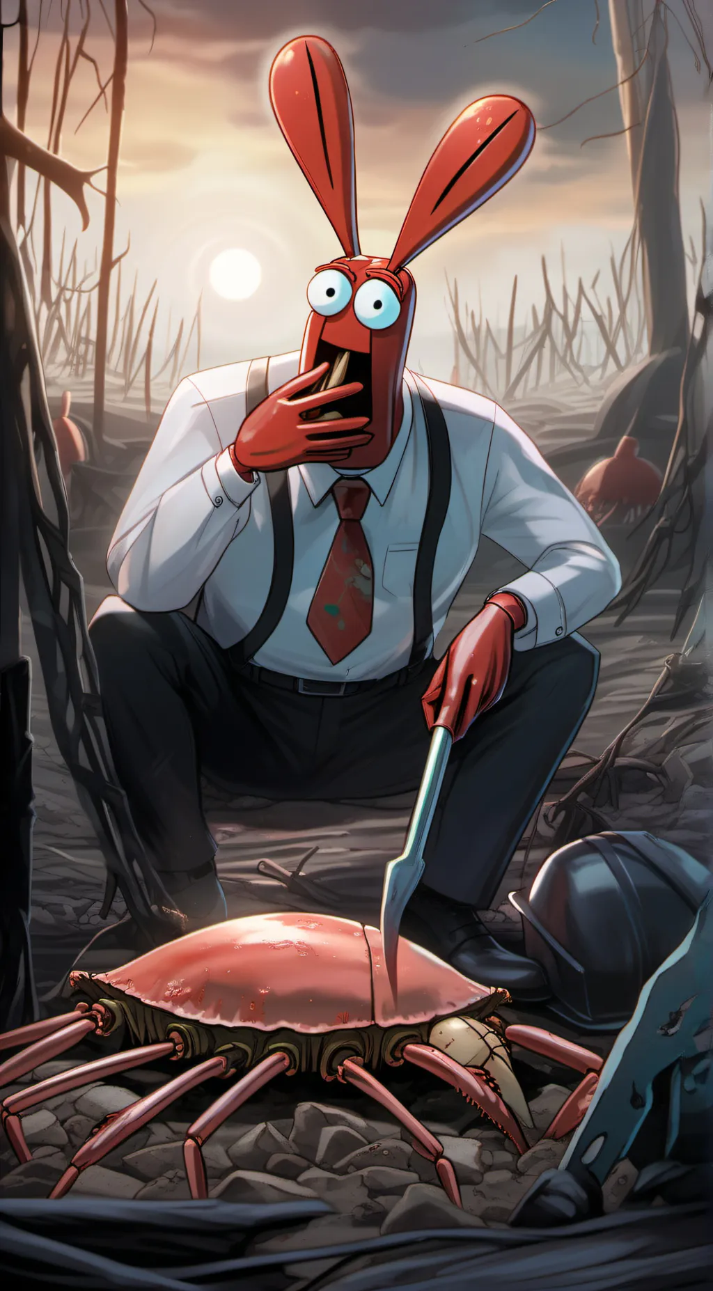 ai character: mr Krabs  background