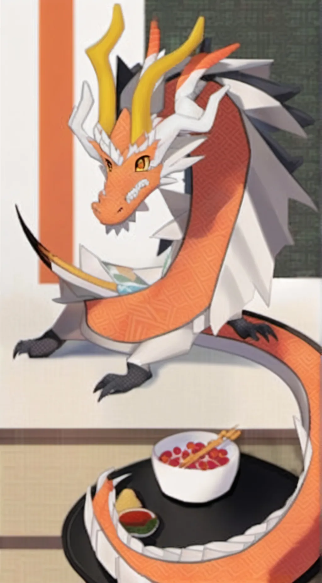 ai character: Tatsugiri  background