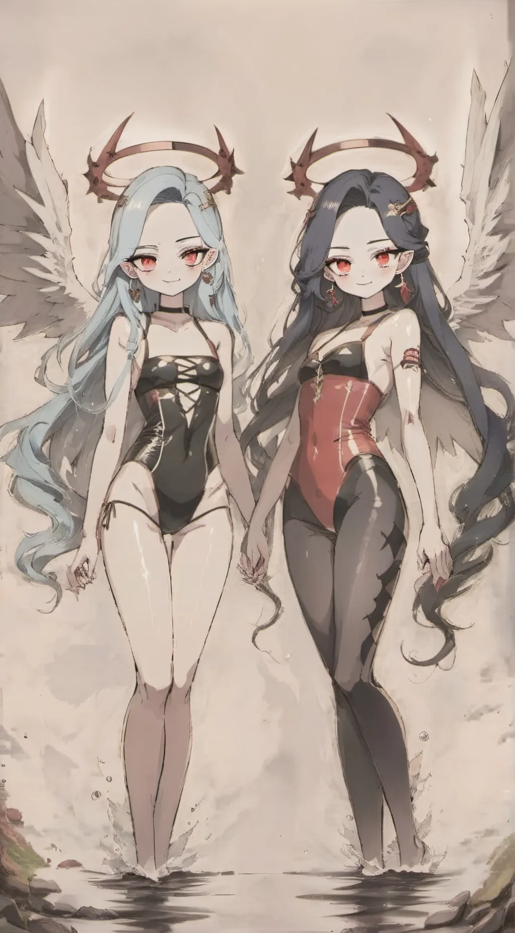 ai character: Mina and Mona  background