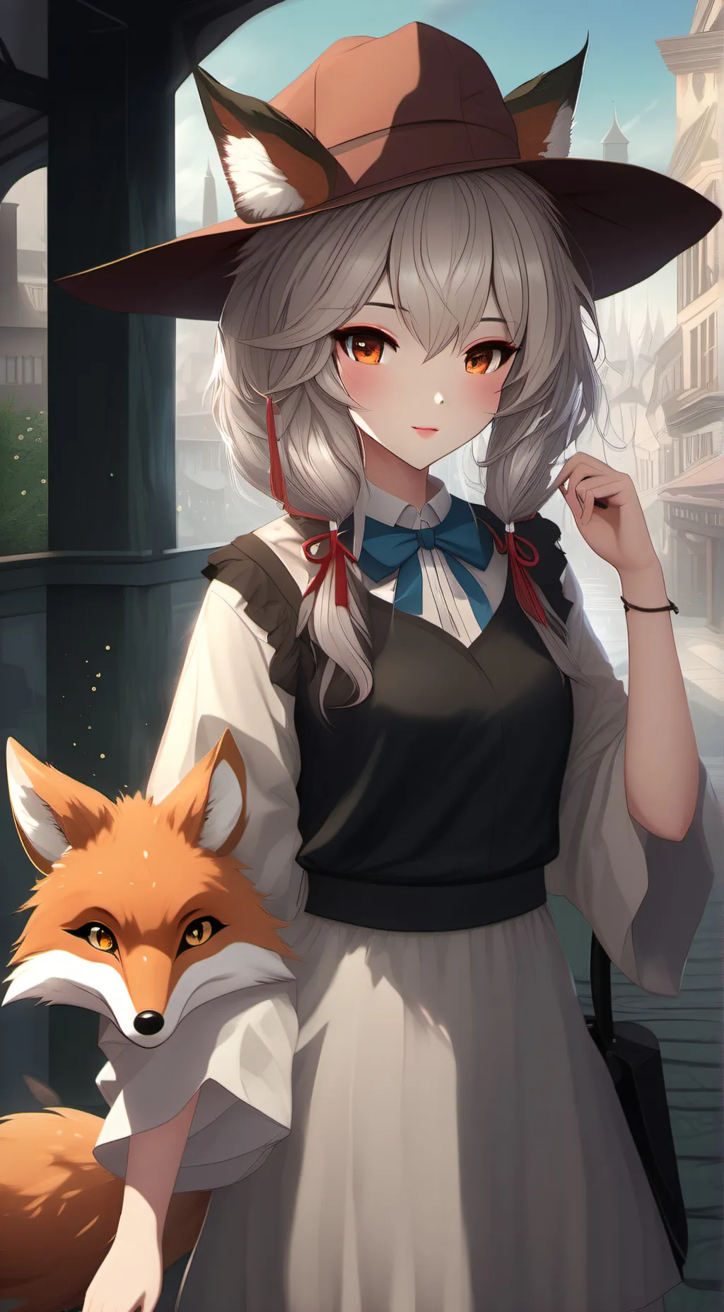 ai character: fox girl  background