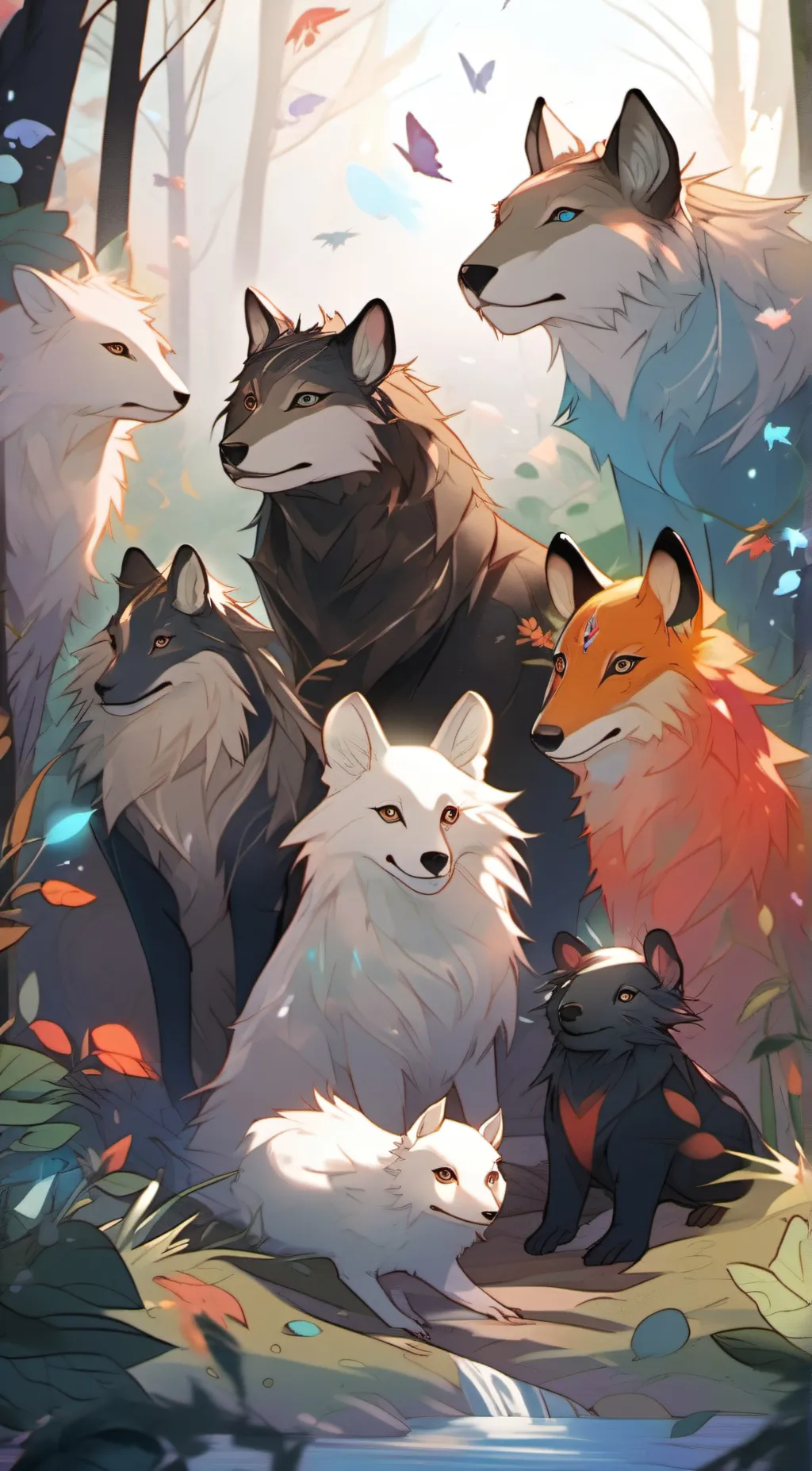 ai character: Colorful critters background