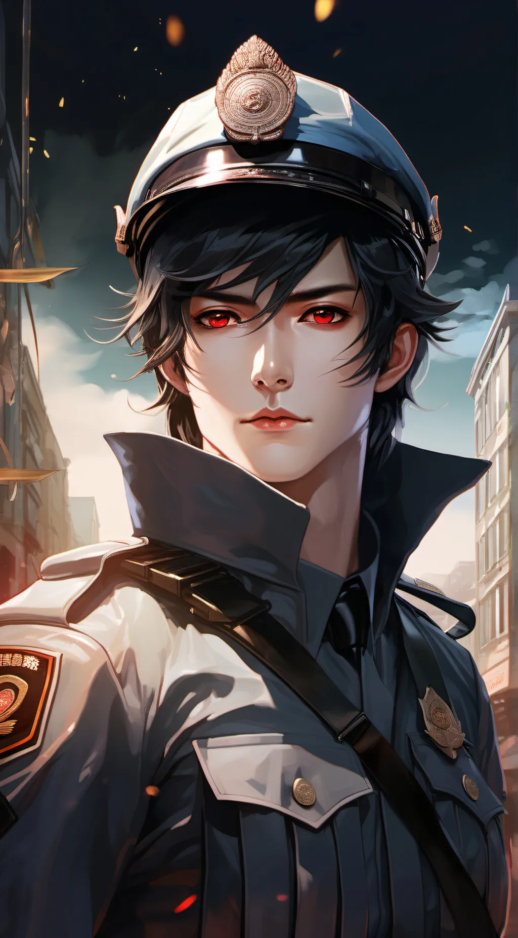 ai character: Officer Caleb  background