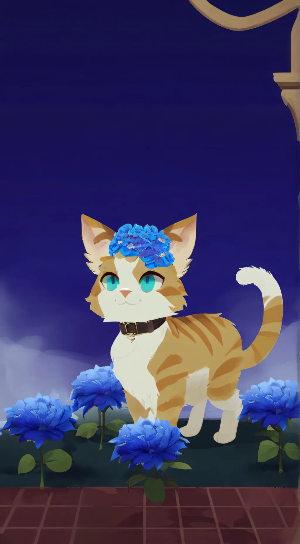 ai character: blue rose background