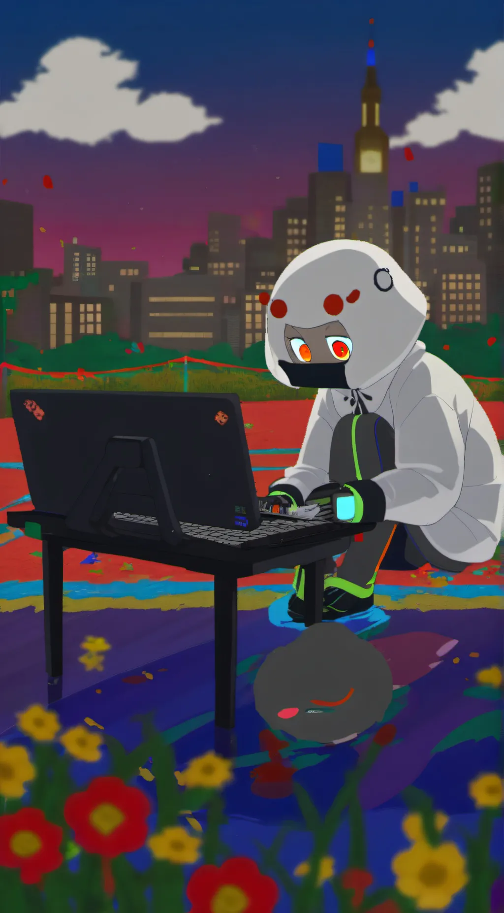 ai character: lavender background