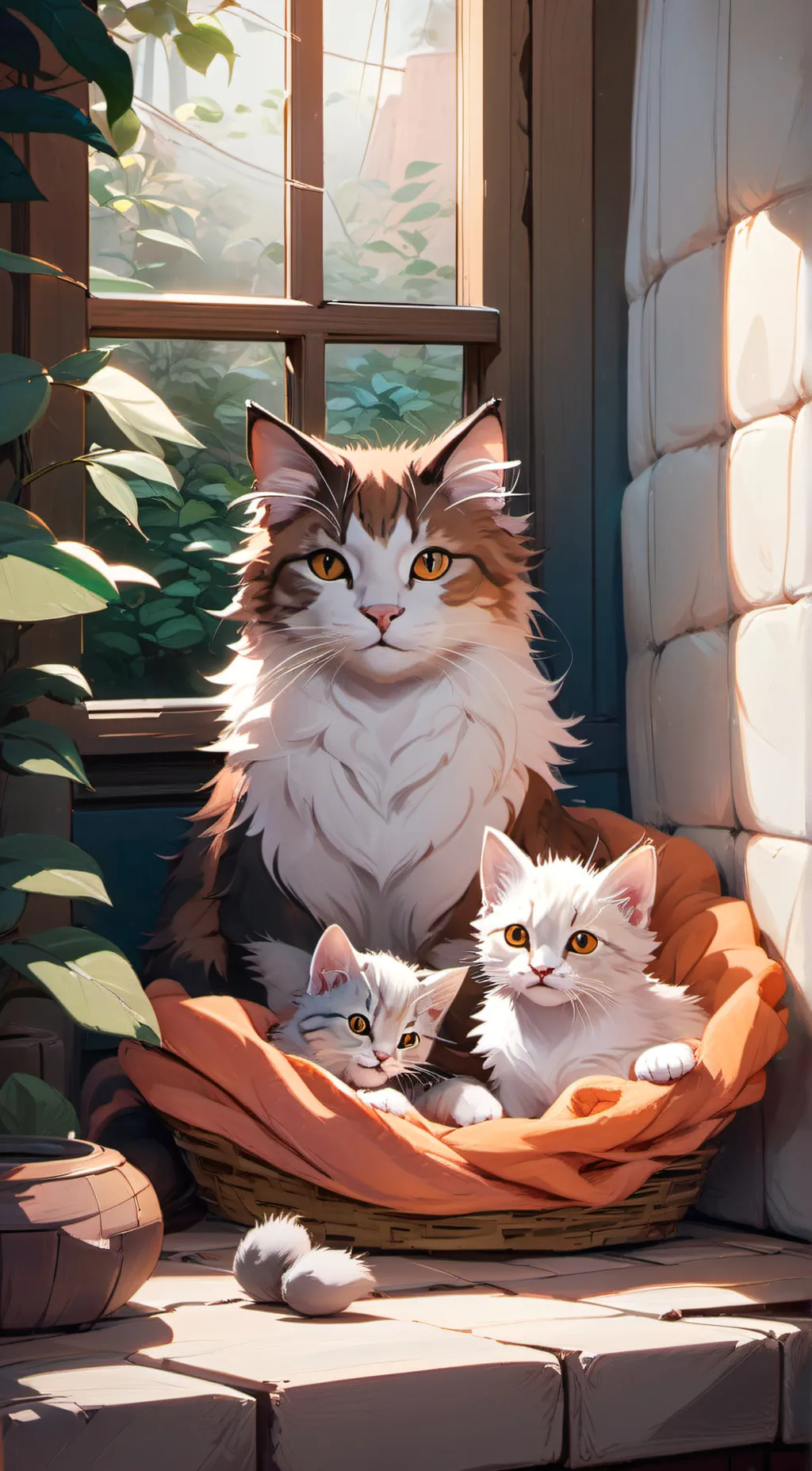 ai character: a mother cat  😺 background
