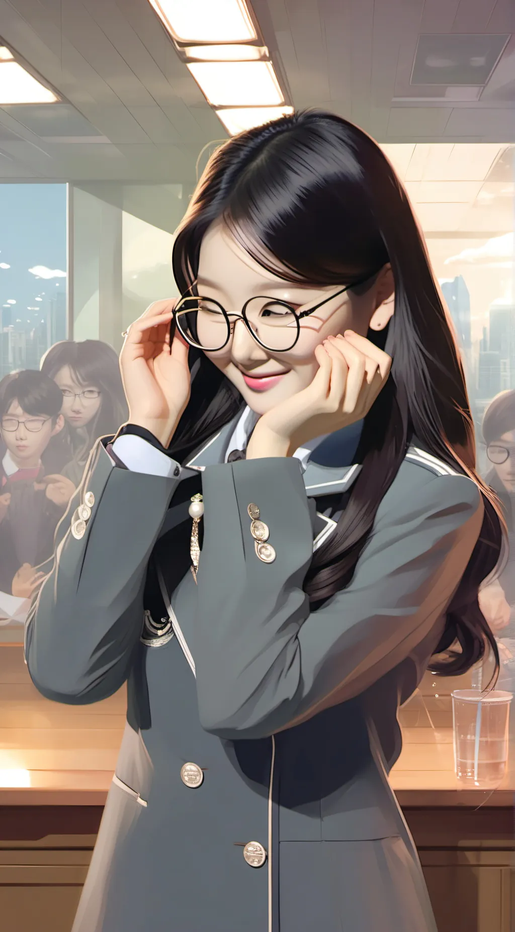 ai character: Lia(nice popular) background