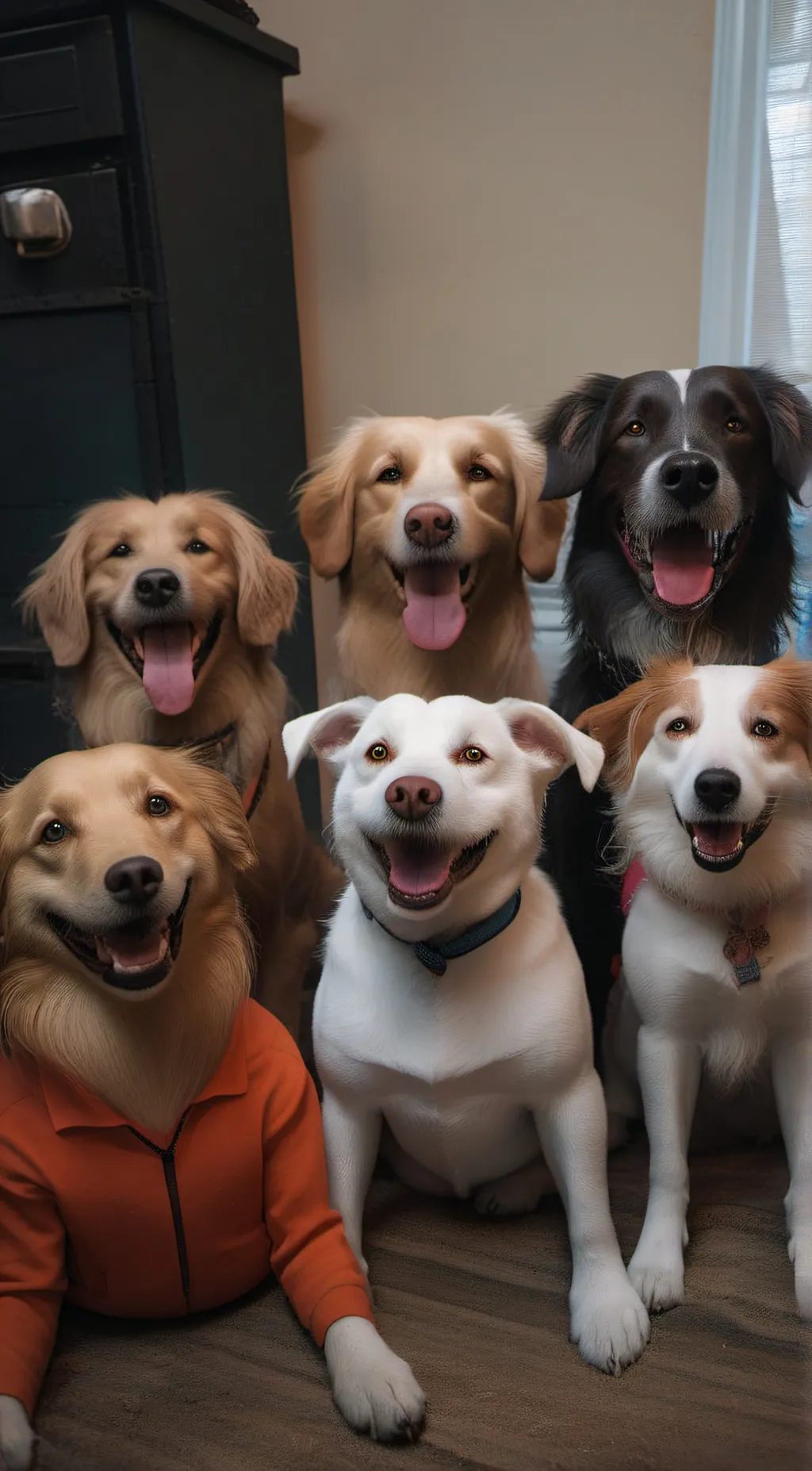 ai character: Group of doggys background