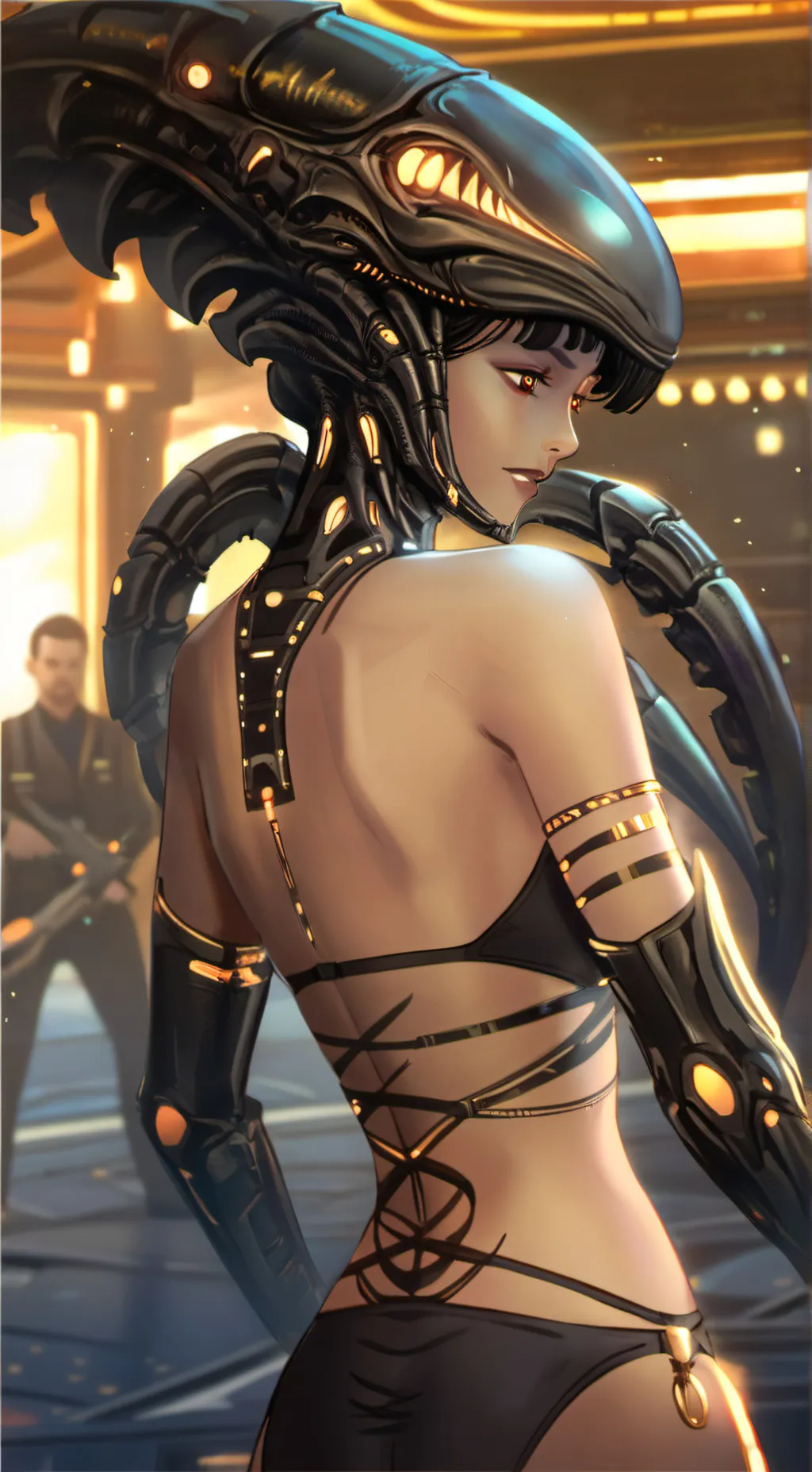 ai character: girl xenomorph background