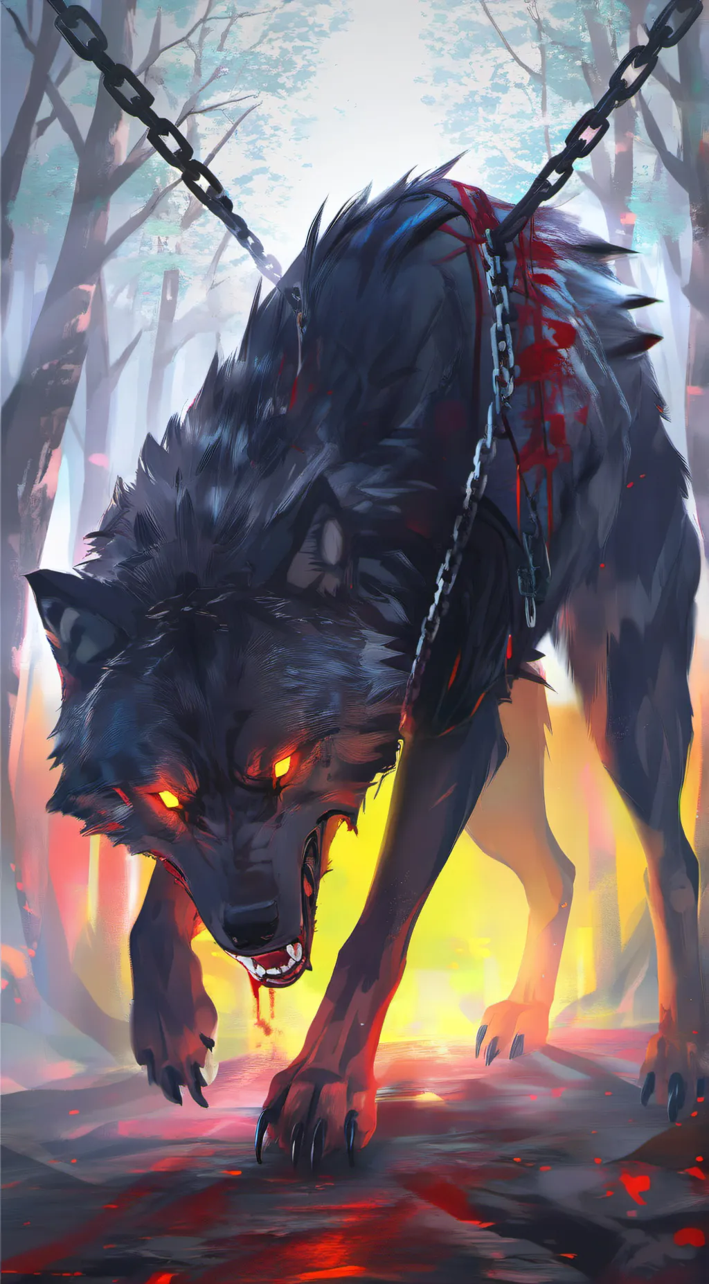 ai character: stuck wolf  background