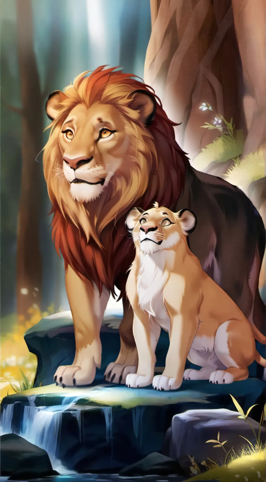ai character: Simba and Mufasa background